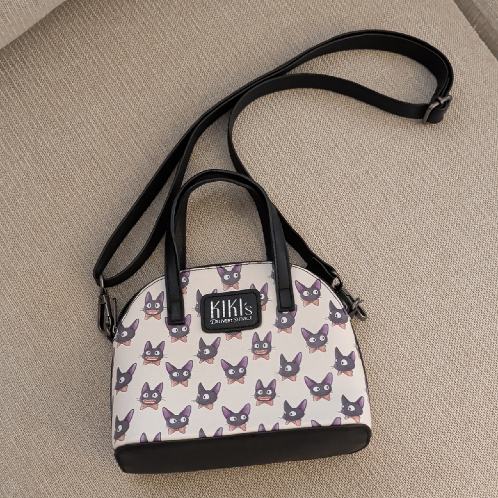 Loungefly Black and Cream Cat Crossbody Bag